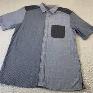 Territory Ahead Shirt Mens Large‎ Button Up Aztec Chambray Panel Pocket Outdoor